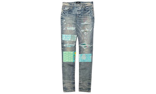 Quilted Art Patch Jeans "Clay Indigo" MDS066 408