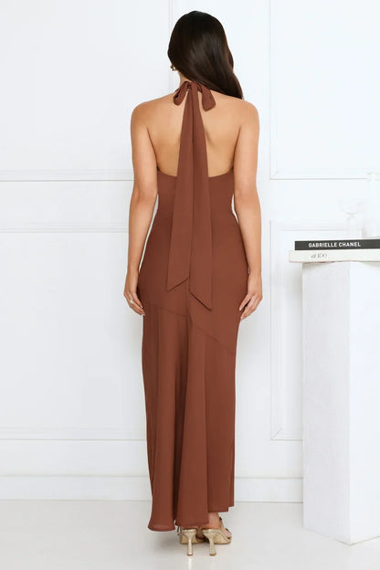 Polished Edge Halter Maxi Dress