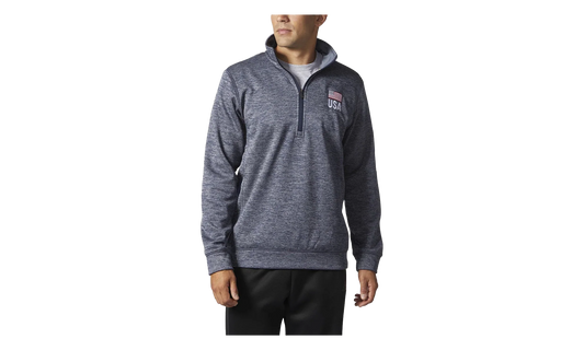 USA Flag Tech Fleece 1/4 Zip Jacket "Collegiate Navy Heathered" CV2273
