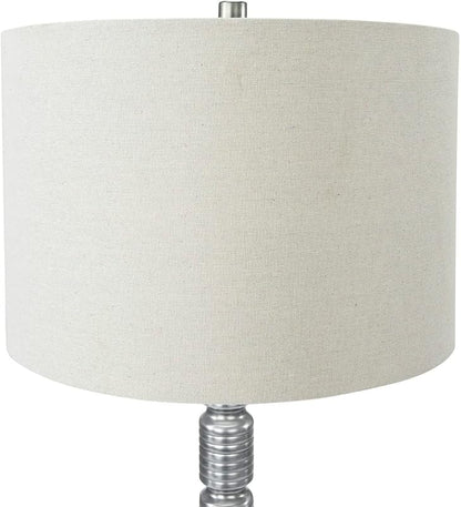 Faceted Metal Table Lamp with Stacked Column Design