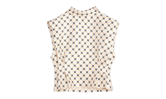 PATTERNED SLEEVELESS CROPPED TOP "CREAM" RW TO0305 5683 E23 002