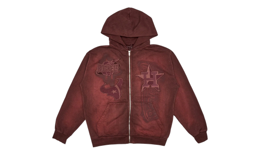 Travis Scott Fanatics Fest Houston Teams Zip Up Hoodie "Brick Red" TSUC58
