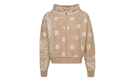 Bandana Knit Zip-Up Hoodie "Tan / Cream" RHPS24SW02973517 TCM