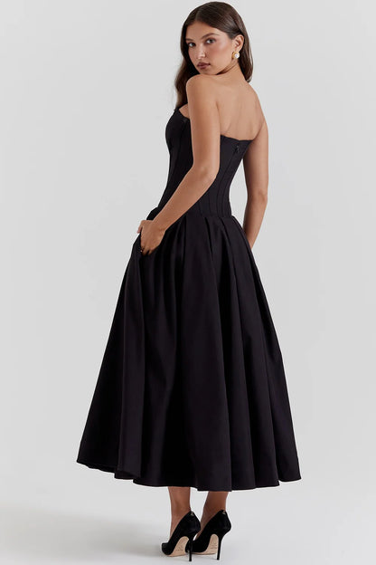 Livette - Strapless Corset Midi Dress