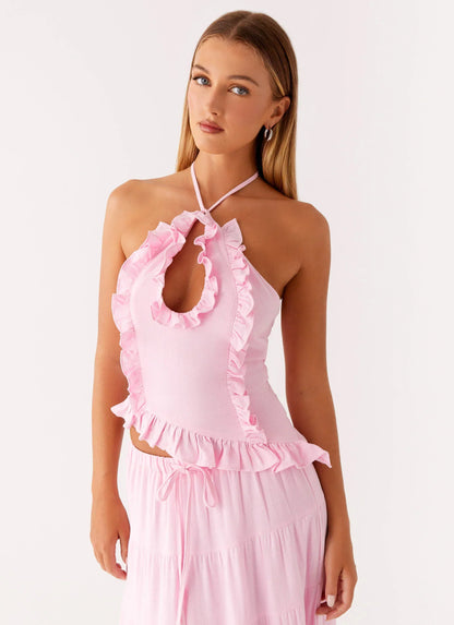 Mariella Linen Top - Pink