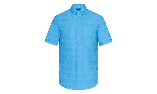 Tonal Letter Button Up Short Sleeve Shirt "Blue" 1A8XBP