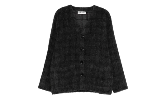 Hairy Wool Cardigan "Fuzzed Plum Check" M2263CF