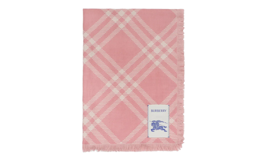 MU Wide Check Wool Silk Scarf "Sugar Pink" 8123251