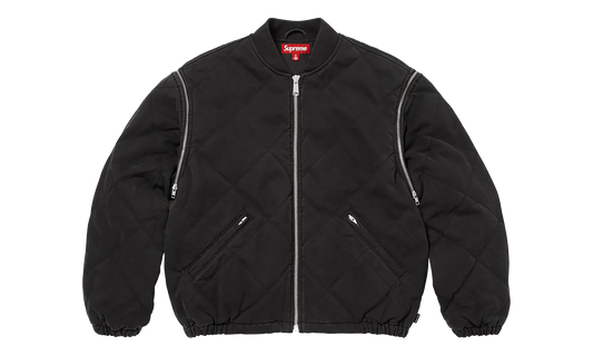 Zip-Off Sleeve Quilted Bomber Jacket "Black" SU26991