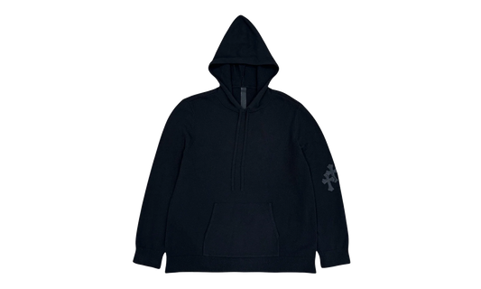 Leather Cross Patch Cashmere Hoodie "Black" CHRM1123