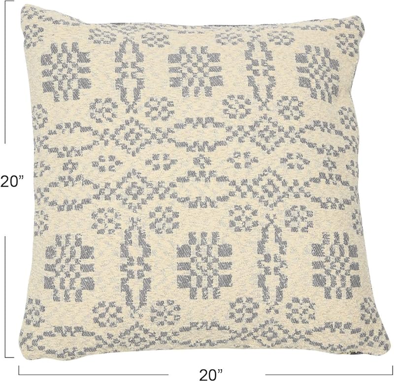 Woven Cotton Jacquard Pillow 20 L x 20 W x 0 H Greige