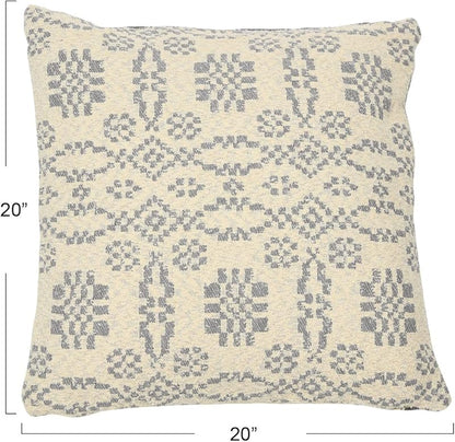 Woven Cotton Jacquard Pillow 20 L x 20 W x 0 H Greige