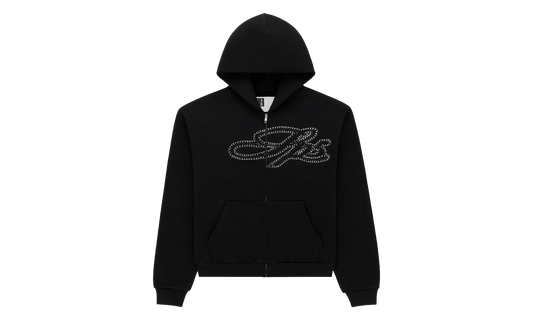 Rhinestone Script Zip Hoodie "Black" SP5der351