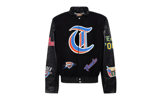Oklahoma City Thunder Wool & Leather Old English Varsity Jacket "Black" NBA OKL THU 101