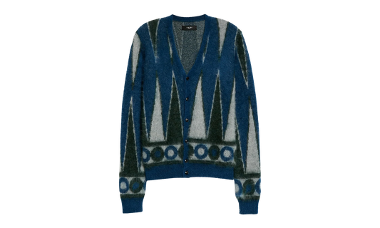 Backgammon Mohair-Blend Cardigan "Green / White" MKC008 344