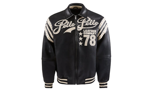 Encrusted Varsity Jacket "Black / Ivory" PP011