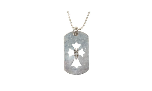 Dagger Dog Tag Pendant & Ball Chain "Silver" CHRM0664