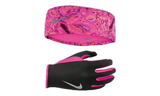 RUN DRY HEADBAND AND GLOVE SET "Black / Hyper Pink / Silver" N.000.3558.965