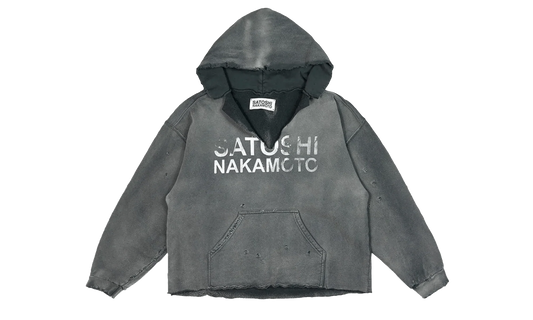 Distressed V Cut Hooded Sweatshirt "Black" FW24HOD012 BLK