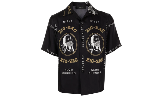 Zig Zag Rolling Paper Button Down Shirt "Black" SS22MSS012_Black
