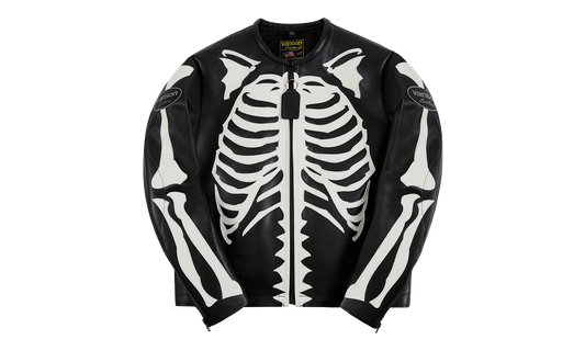 Bones Flat Leather Jacket "Black / White" BONES001