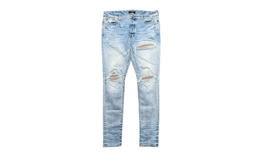 MX1 Grey Suede Patch Jeans "Clay Indigo" AMGSPJCI