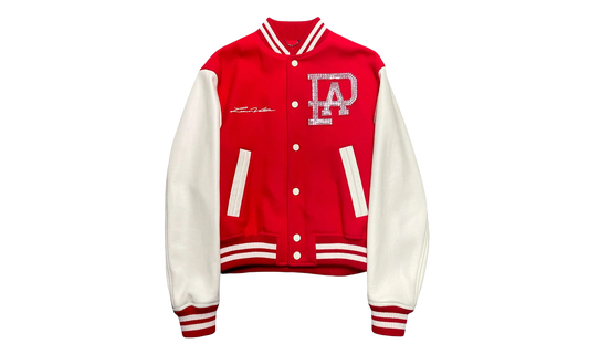Mix Leather Varsity Jacket "Pharrell Williams - Bright Red/White" 1AFIQJ