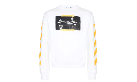 Caravaggio Print Slim Fit Sweatshirt "Saint Jerome Writing - White / Yellow" OMBA025F21FLE0090184