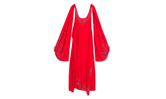 EMBROIDERED DRESS WITH OPEN SLEEVES "Red" RW DR9019 4893 E24 340