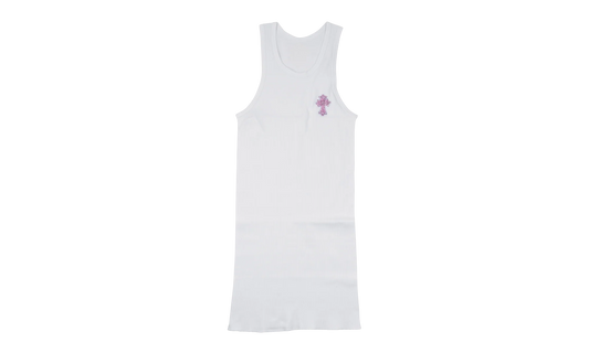 Art Basel Pink Crystal Cross Tank Top "White" CHRM0674