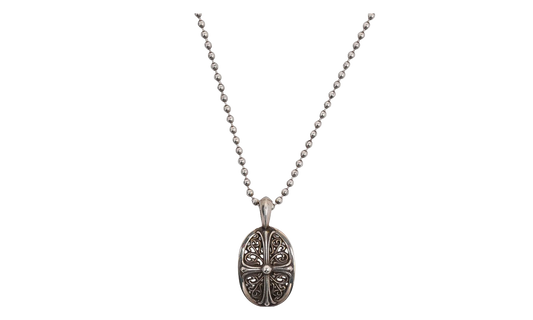 Oval Cross Pendant with Ball Chain "Silver" CHRM1135