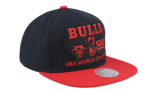 NBA Hardwood Classics 91 Champ Flipside Snapback Cap "Chicago Bulls - Black / Red" HS8714 CBUBKRD