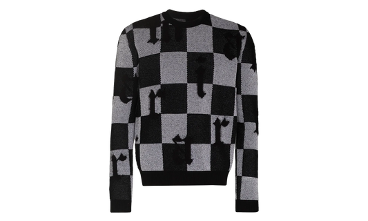 Logo Check Cashmere Crewneck Sweatshirt "Black / White" MKL018 004