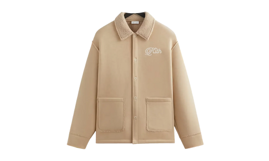 Faux Shearling Long Sleeve Boxy Collared Overshirt "Stolid" khm032631 3037