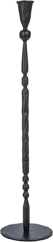 Wide Decorative Hand Forged Metal Taper Holder Black
