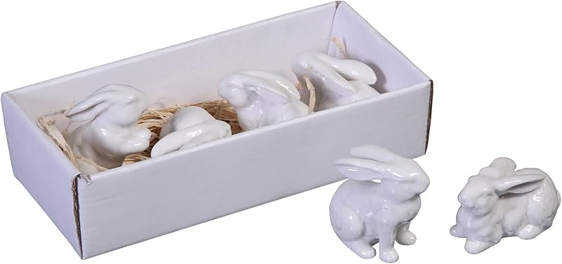 White Ceramic Bunnies Set of 6 Pieces
