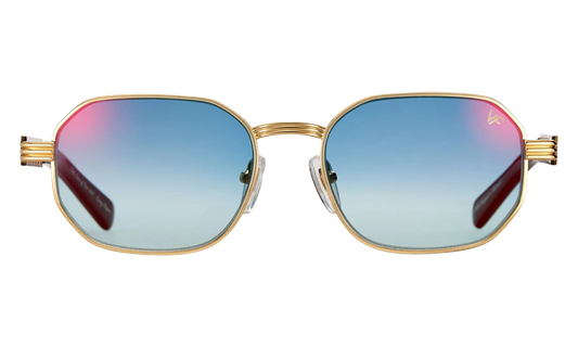 Hustler Jacques Cartier Edition 24KT "Yellow Gold / Royal Blue Two-Tone Multi Flash" JCHU2 0005 11C3