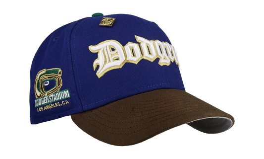 59FIFTY Los Angeles Dodgers Dodger Script Fitted Hat "Stadium Blue / Brown" NE428