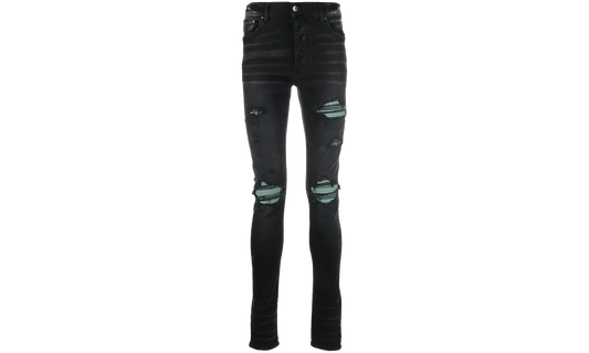MX1 Green Ultra Suede Repair Jeans "Aged Black" SS22MDS007 023