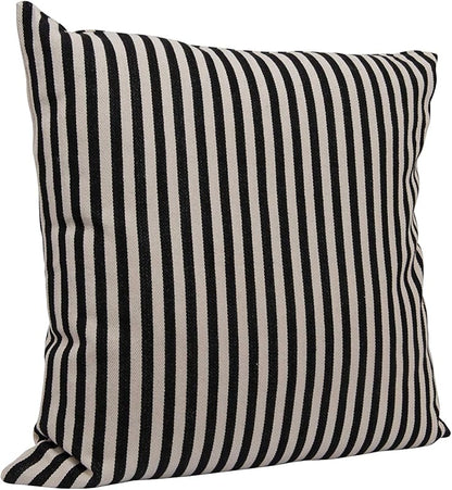 Woven Cotton Striped Pillow Black and Cream