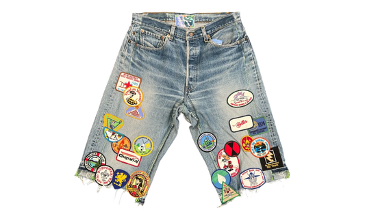 Gentlemen's Triple-Wide Long Denim Shorts "Indigo" BWA94