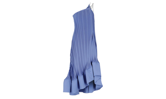 PLEATED ASYMMETRIC CASCADE DRESS "Light Blue" RW DR0011 5944 E24 166