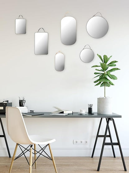 Various Velvet Edged Wall Mirrors Multicolor Set of 6