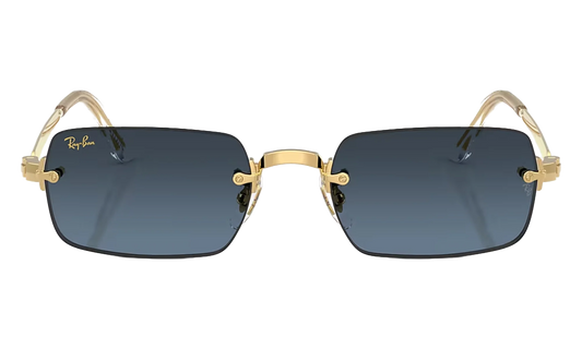 A$AP Rocky x Ray-Ban Rimless Square Glasses "Polished Arista Gold - Blue Gradient Dark Grey" 0RB3928 001/S2
