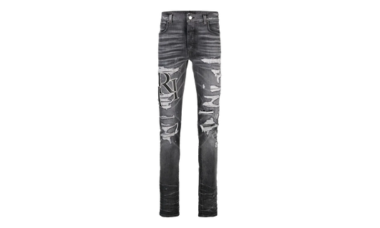Embroidered Staggered Logo Jeans "Storm Grey Black White" AW23MDS008 516