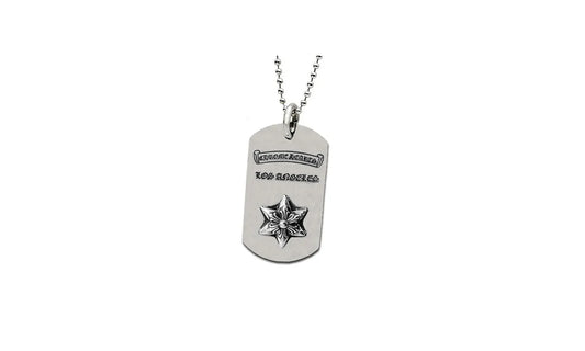 Raised star dog tag & Ball Chain "Los Angeles limited edition - Silver" CHRM0665