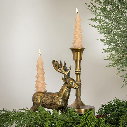 Unscented Tree Shaped Taper Candles Eggnog Boxed Set of 2 5