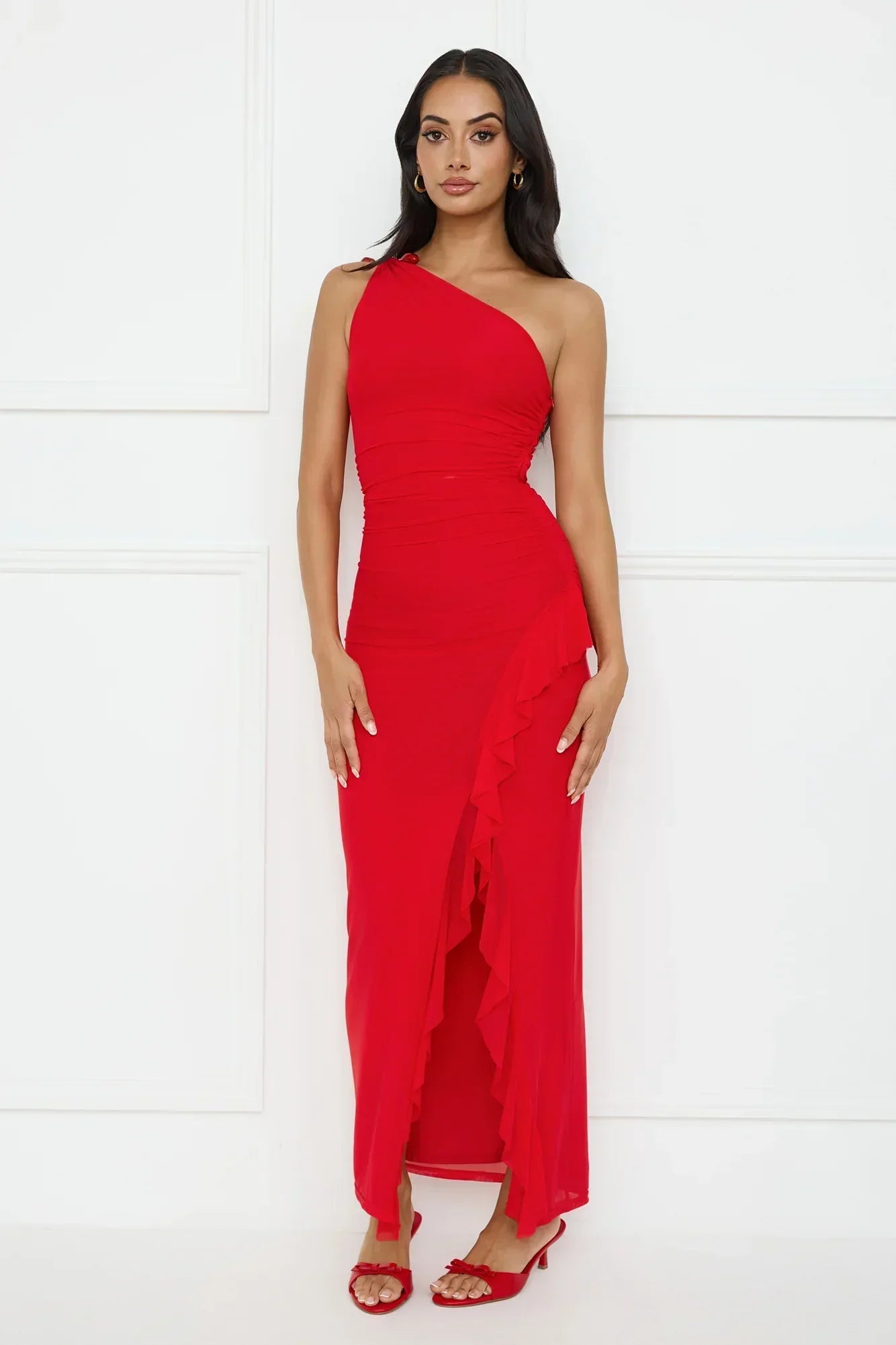 Neon Nectar One Shoulder Mesh Maxi Dress