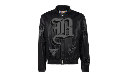 Chicago Bulls Leather Old English Varsity Jacket "Black" NBA CHI BUL 102