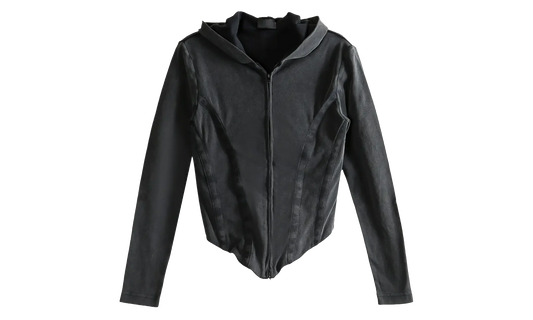 Corseted Zip-Up Hoodie WMNS "Washed Black" 850441 TTVF6 1055